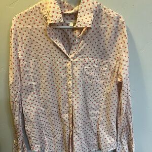 Caslon 100% Cotton Polka Dot Botton Up Shirt - Size Large